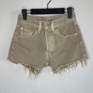 Levi’s 501 Denim Cutoff Hem Shorts Tan Button Fly - Size W24
